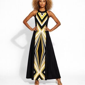 Vintage Style Linea Domani Psychedelic Halter Neck Maxi Dress